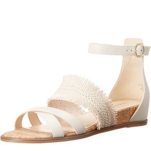 NINE WEST Women's Vernell Leather Wedge Sandal